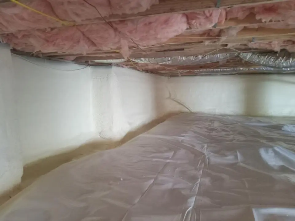 Crawl space encapsulation with closed-cell spray foam for Flat Roof Repair in California